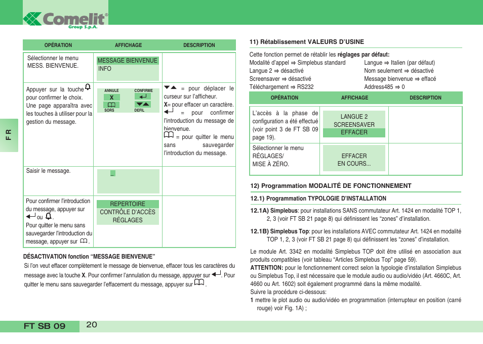 Comelit FT SB 09 INT User Manual | Page 20 / 60