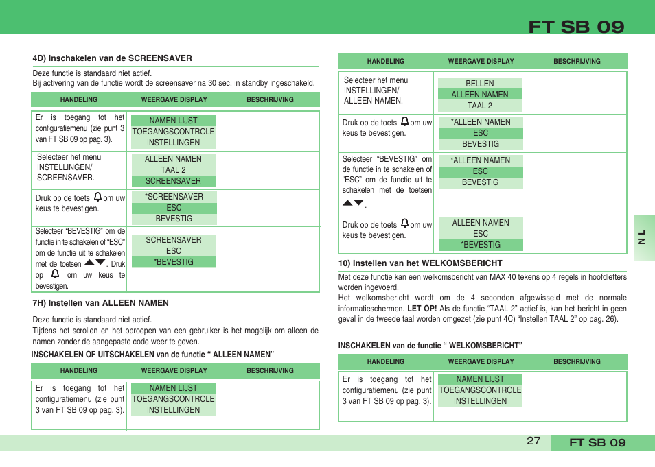 Ft sb 09 | Comelit FT SB 09 INT User Manual | Page 27 / 60