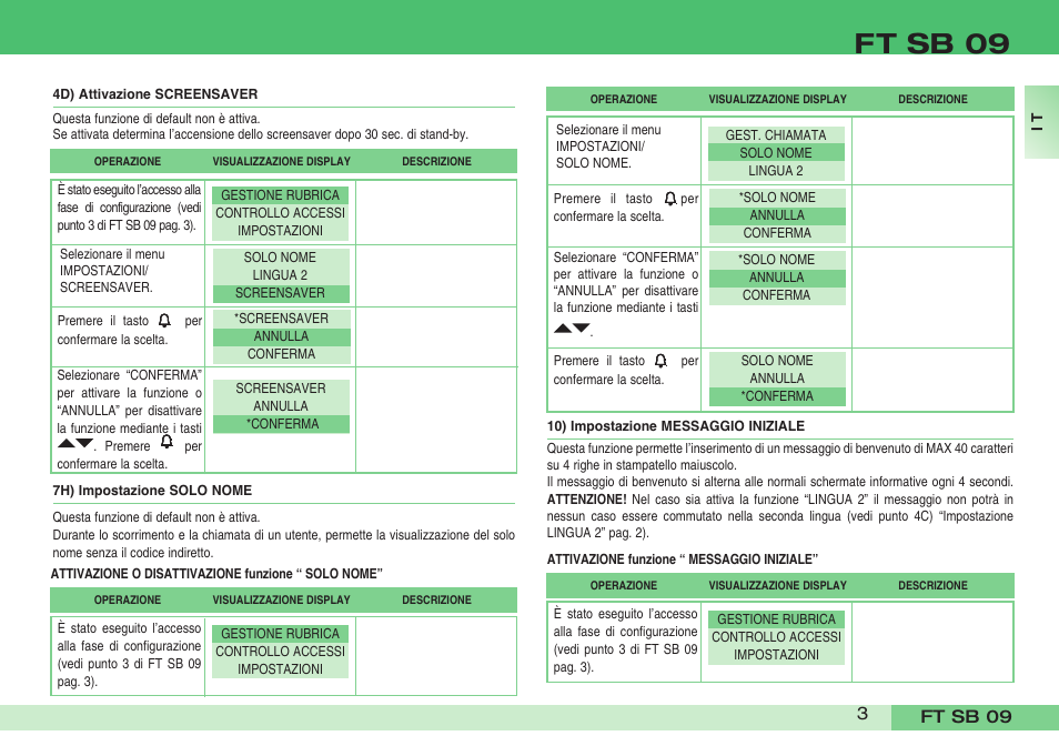 Ft sb 09 | Comelit FT SB 09 INT User Manual | Page 3 / 60