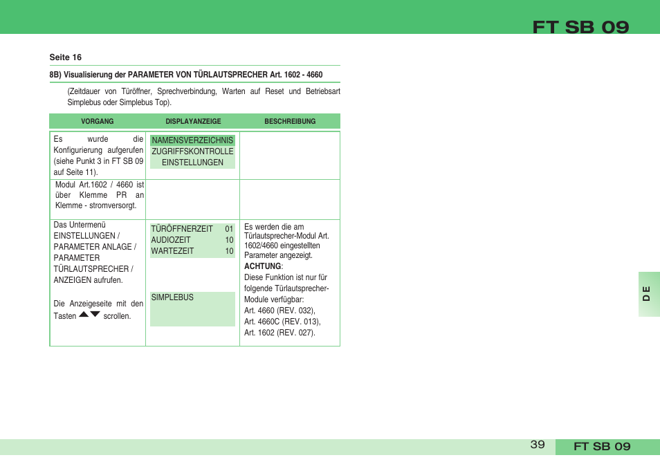 Ft sb 09 | Comelit FT SB 09 INT User Manual | Page 39 / 60