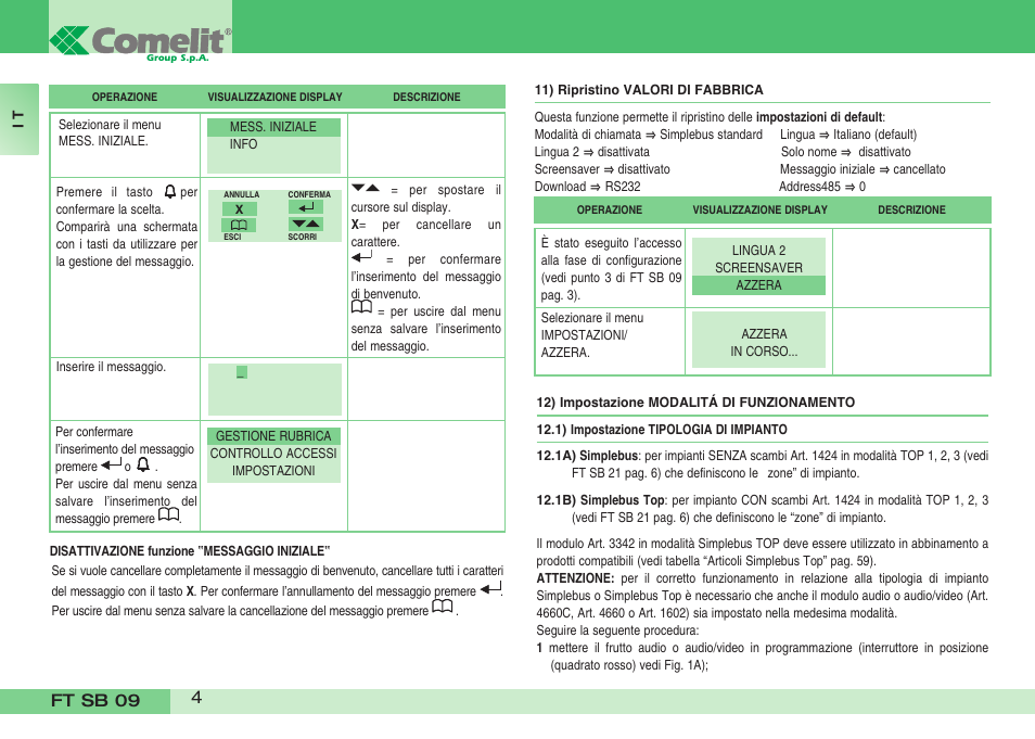 Ft sb 09 4 | Comelit FT SB 09 INT User Manual | Page 4 / 60