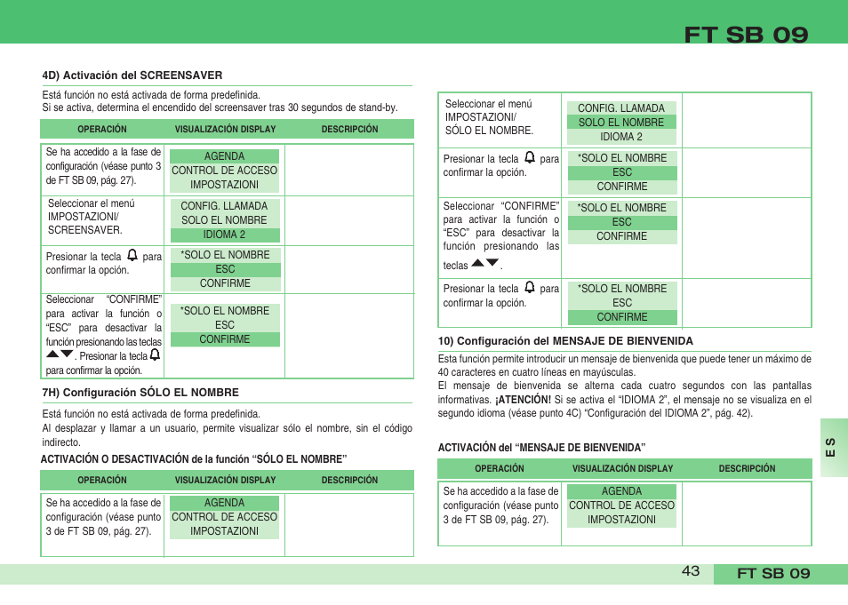 Ft sb 09 | Comelit FT SB 09 INT User Manual | Page 43 / 60