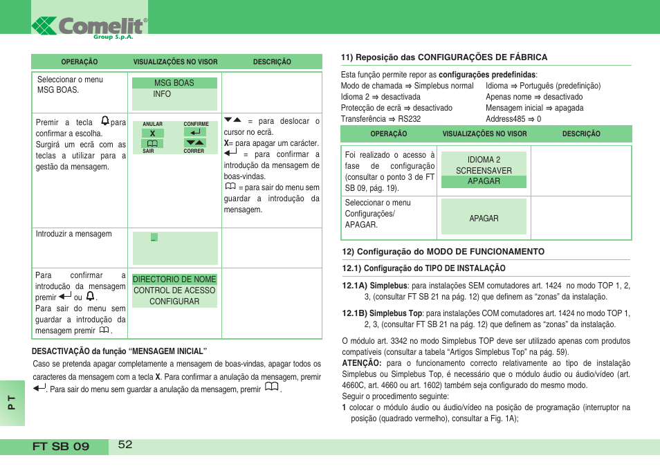 Comelit FT SB 09 INT User Manual | Page 52 / 60