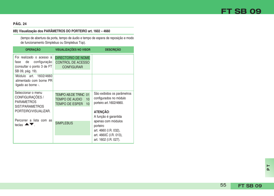 Ft sb 09 | Comelit FT SB 09 INT User Manual | Page 55 / 60