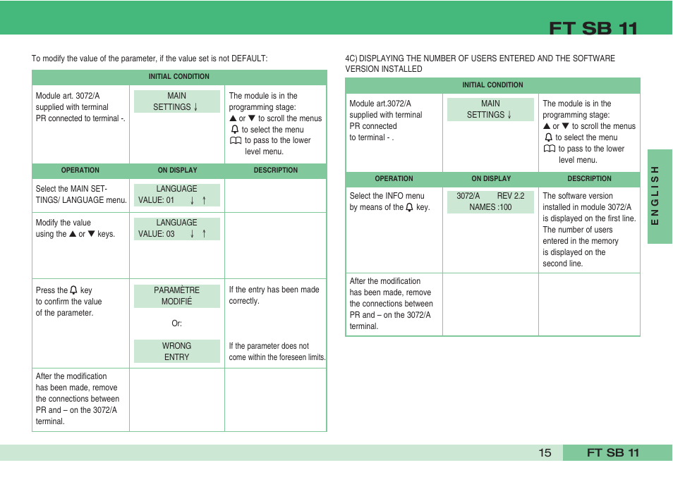 Ft sb 11 | Comelit FT SB 11 User Manual | Page 17 / 40