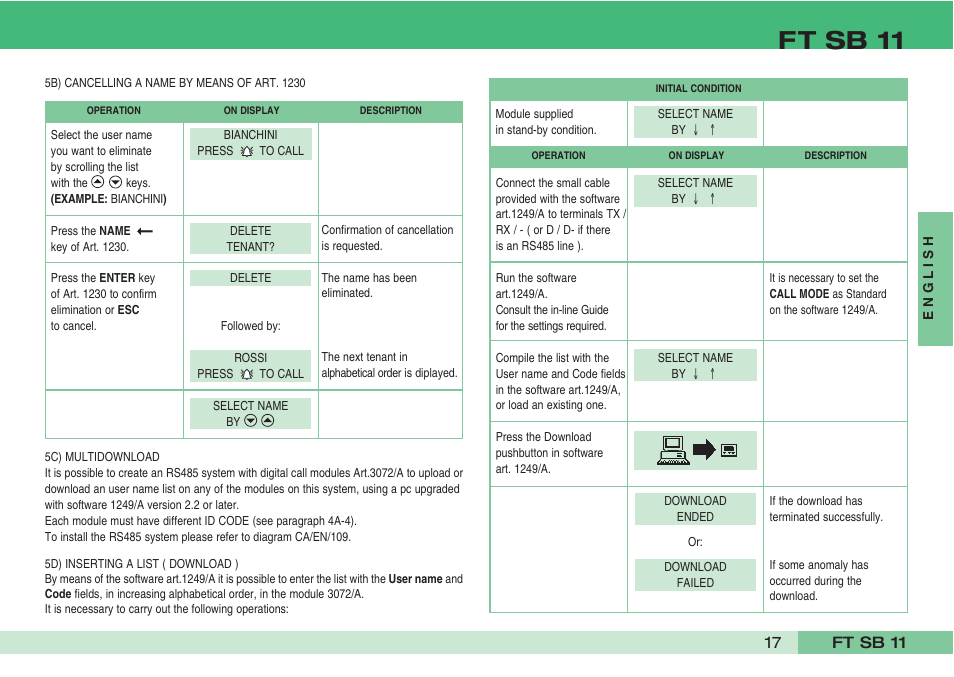 Ft sb 11 | Comelit FT SB 11 User Manual | Page 19 / 40