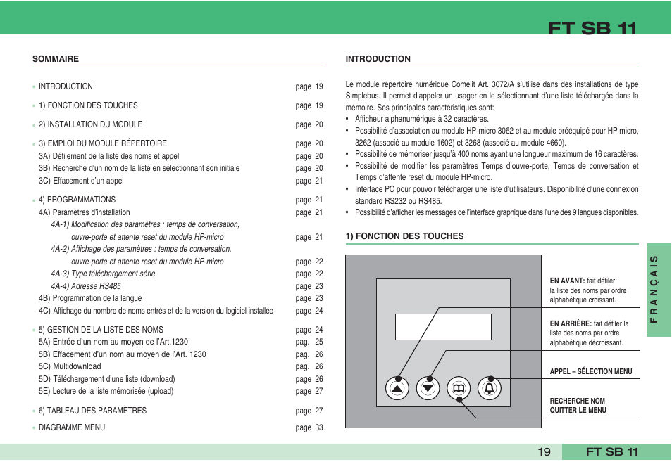 Ft sb 11 | Comelit FT SB 11 User Manual | Page 21 / 40