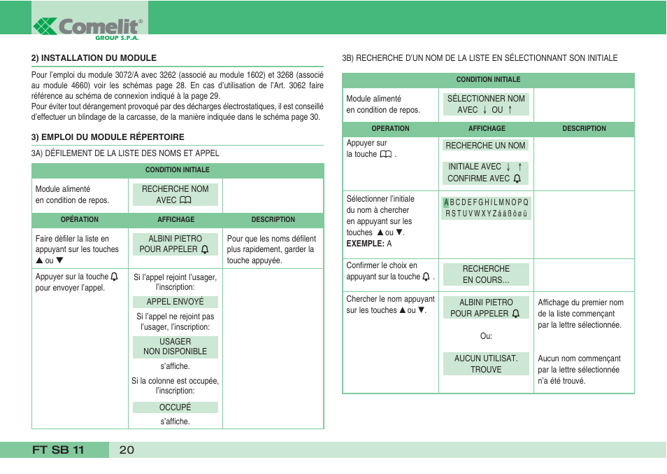 Comelit FT SB 11 User Manual | Page 22 / 40