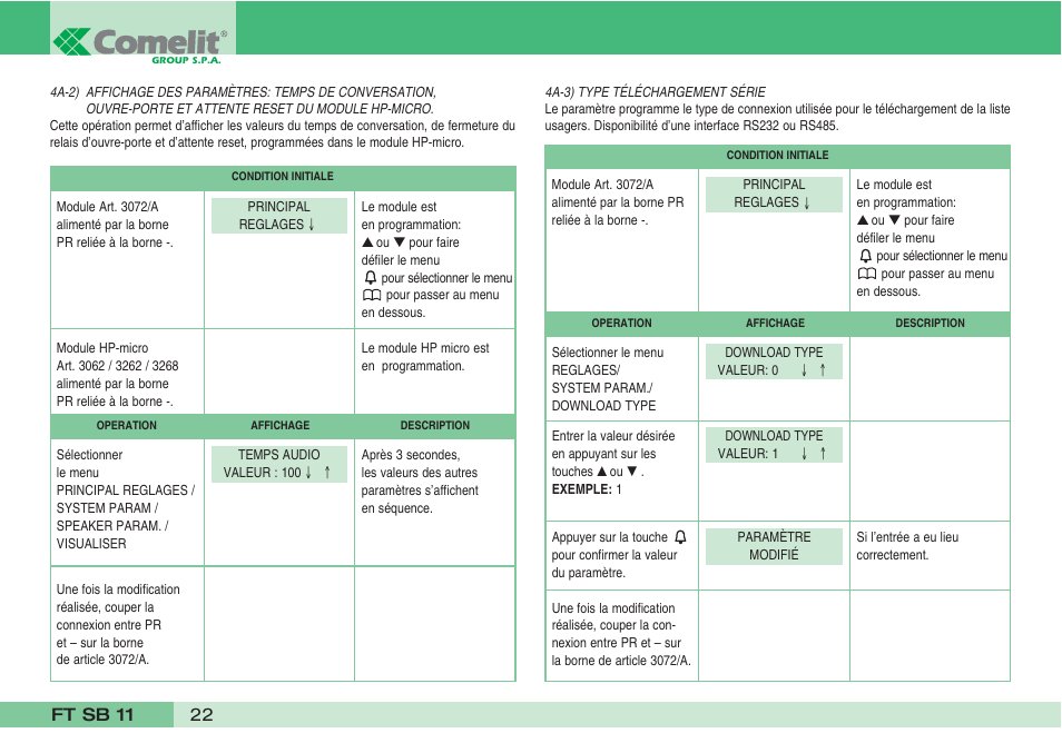 Comelit FT SB 11 User Manual | Page 24 / 40