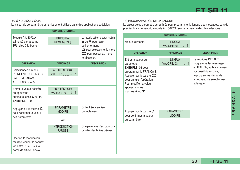 Ft sb 11 | Comelit FT SB 11 User Manual | Page 25 / 40