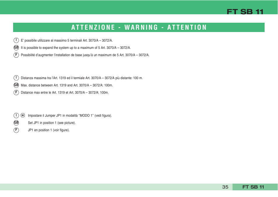 Ft sb 11 | Comelit FT SB 11 User Manual | Page 37 / 40