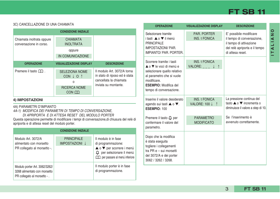 Ft sb 11 | Comelit FT SB 11 User Manual | Page 5 / 40