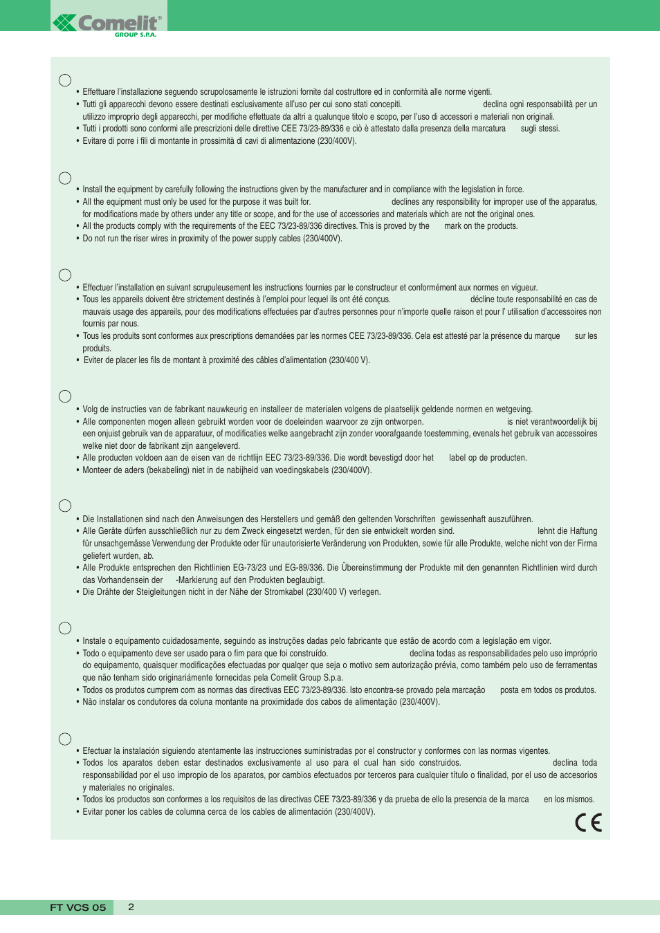 Comelit FT VCS 05 User Manual | Page 2 / 12