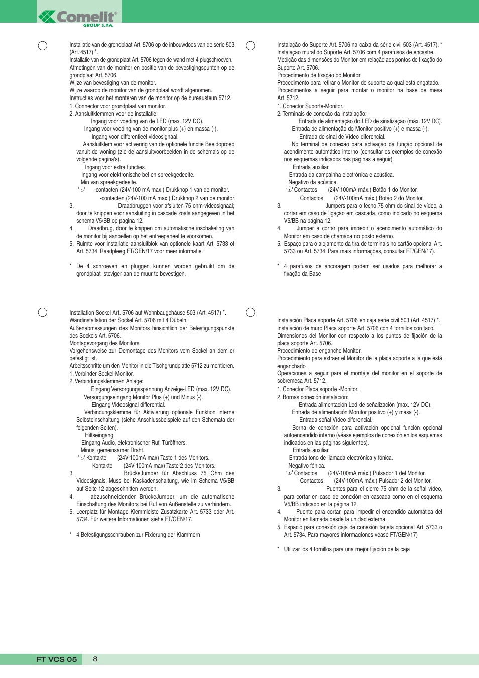 Comelit FT VCS 05 User Manual | Page 8 / 12