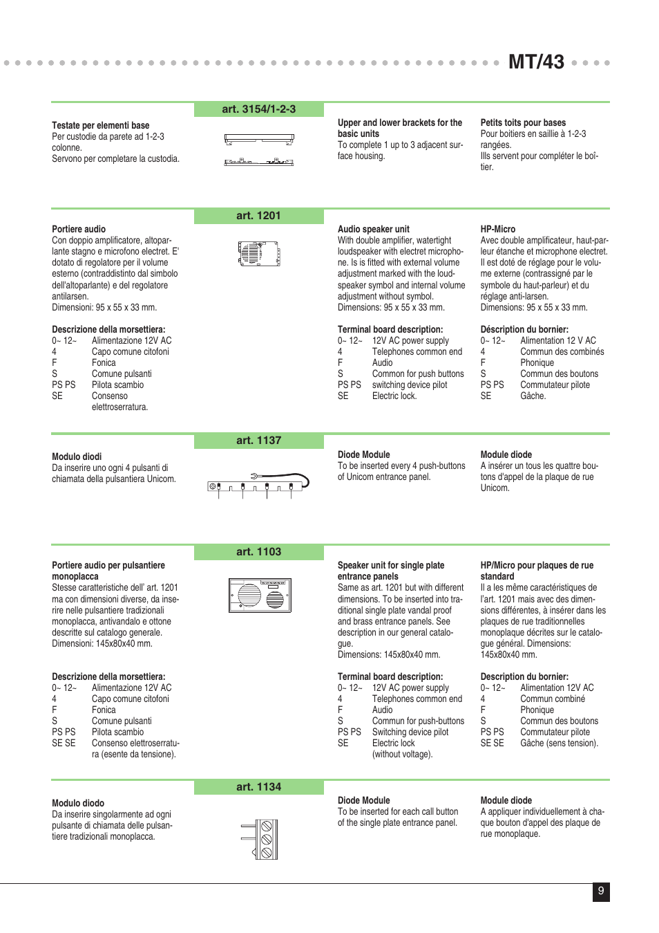 Mt/43 | Comelit MT 43 User Manual | Page 10 / 42