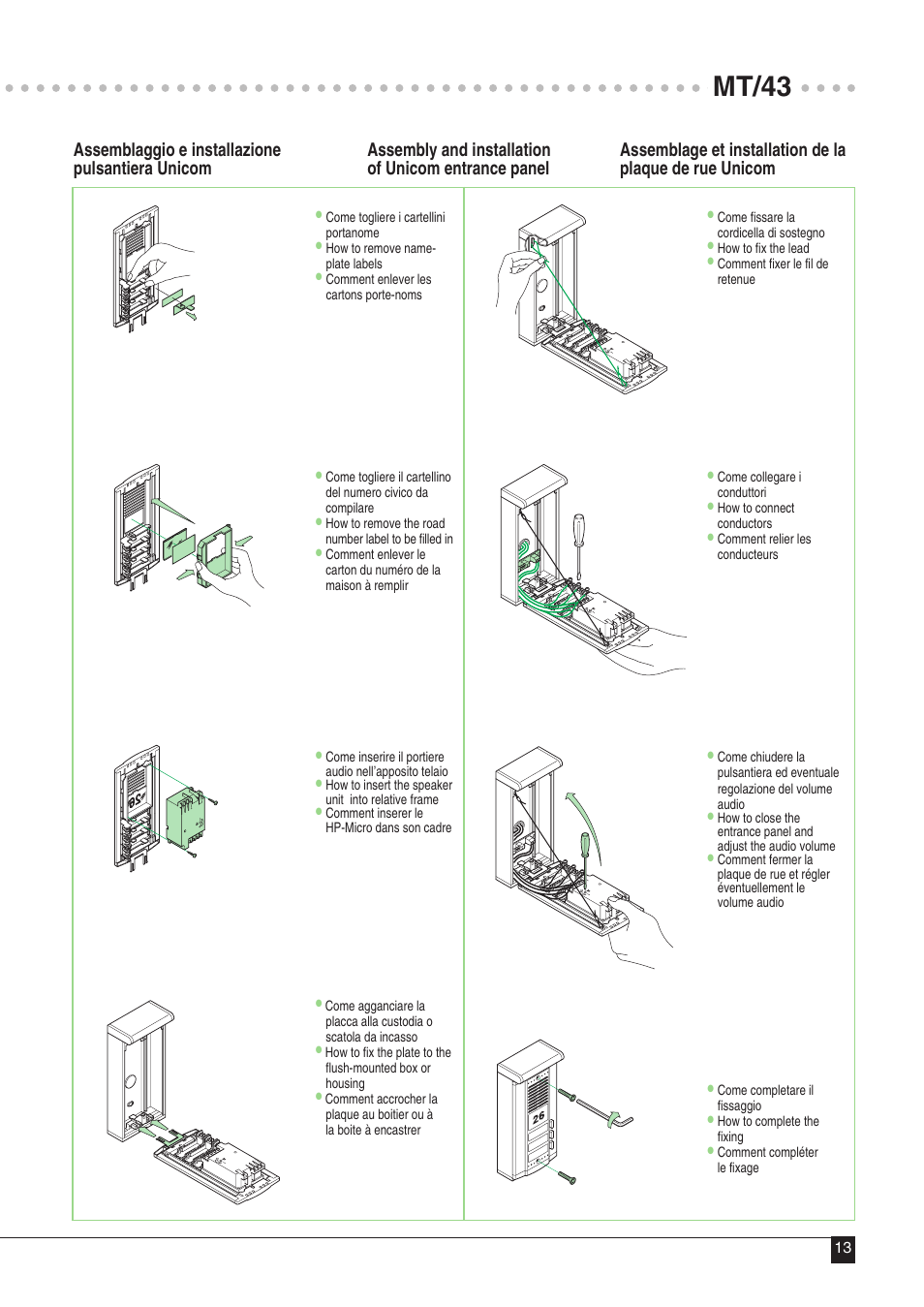 Mt/43 | Comelit MT 43 User Manual | Page 14 / 42