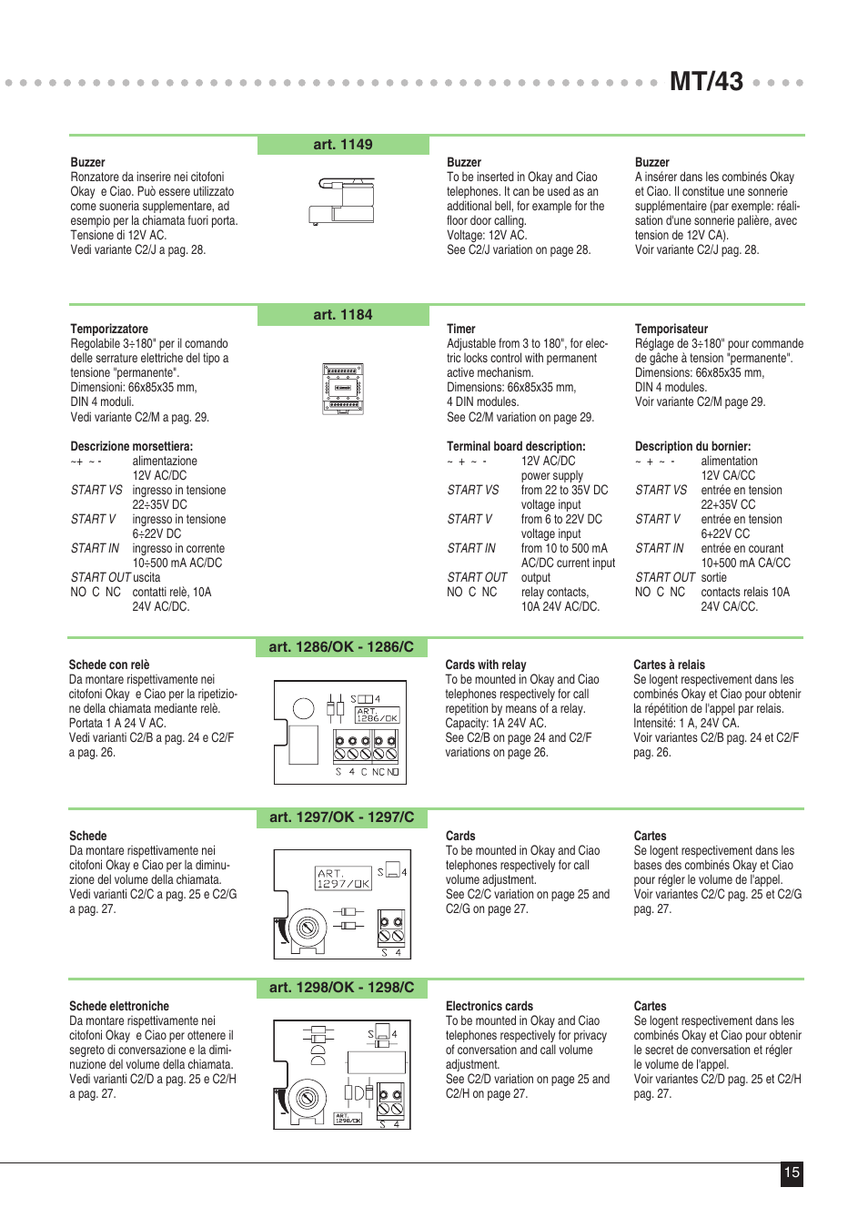 Mt/43 | Comelit MT 43 User Manual | Page 16 / 42