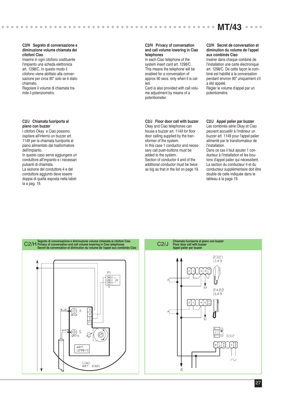 Mt/43 | Comelit MT 43 User Manual | Page 28 / 42