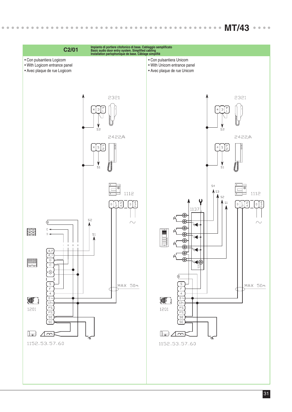 Mt/43 | Comelit MT 43 User Manual | Page 32 / 42