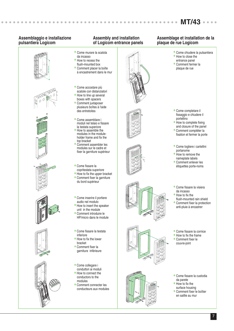 Mt/43 | Comelit MT 43 User Manual | Page 8 / 42