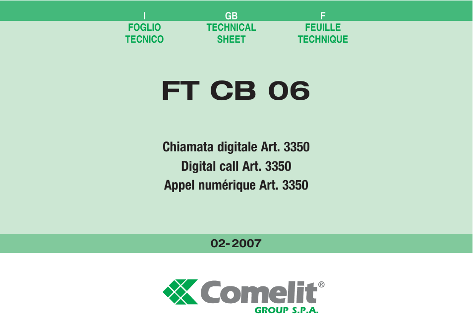 Comelit FT CB 06 User Manual | 72 pages