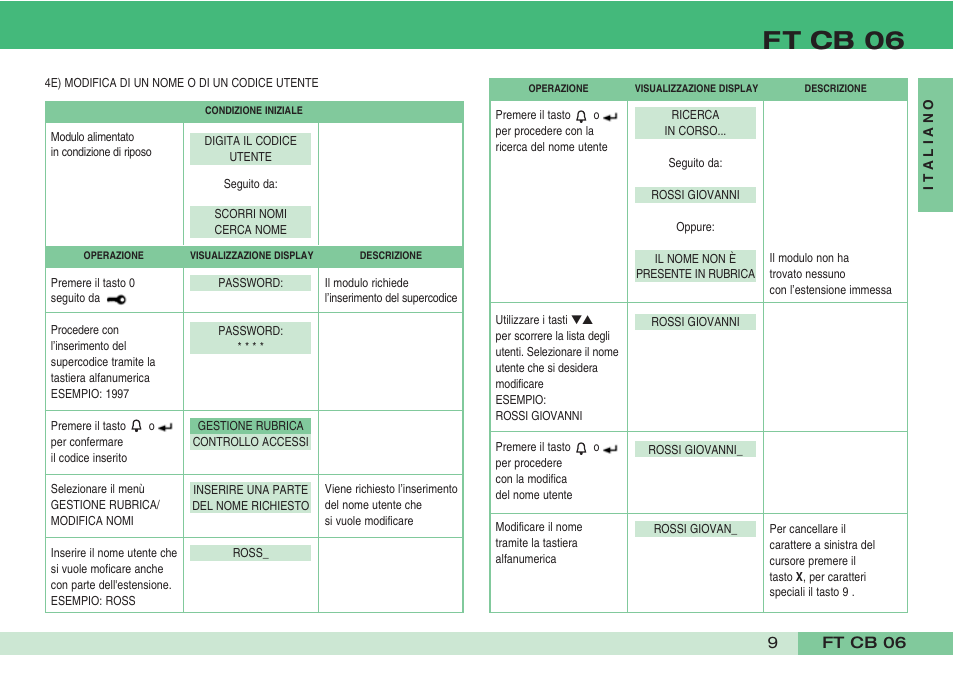 Ft cb 06 | Comelit FT CB 06 User Manual | Page 11 / 72