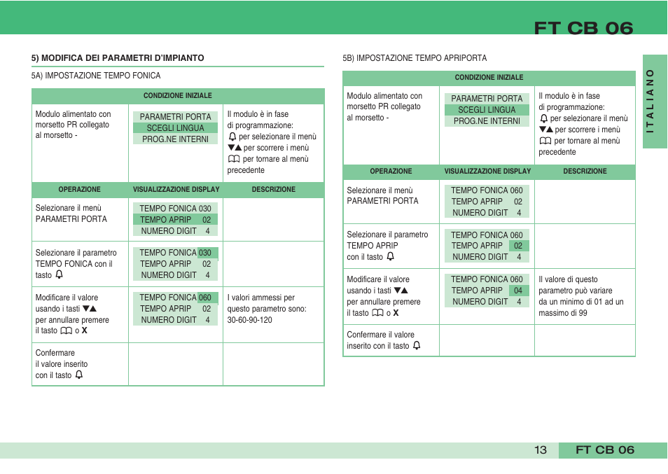 Ft cb 06 | Comelit FT CB 06 User Manual | Page 15 / 72