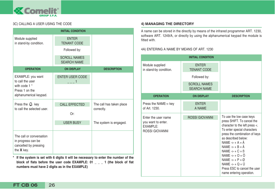 Comelit FT CB 06 User Manual | Page 28 / 72