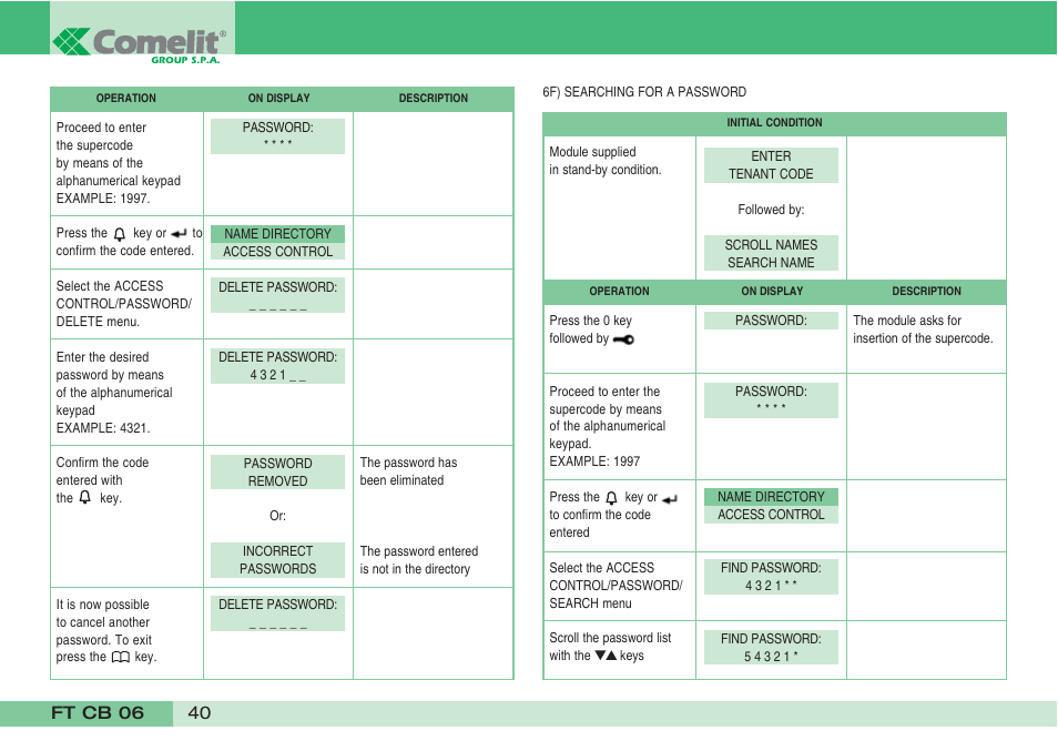 Comelit FT CB 06 User Manual | Page 42 / 72