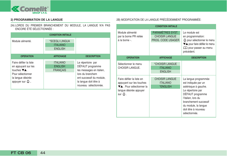 Comelit FT CB 06 User Manual | Page 46 / 72