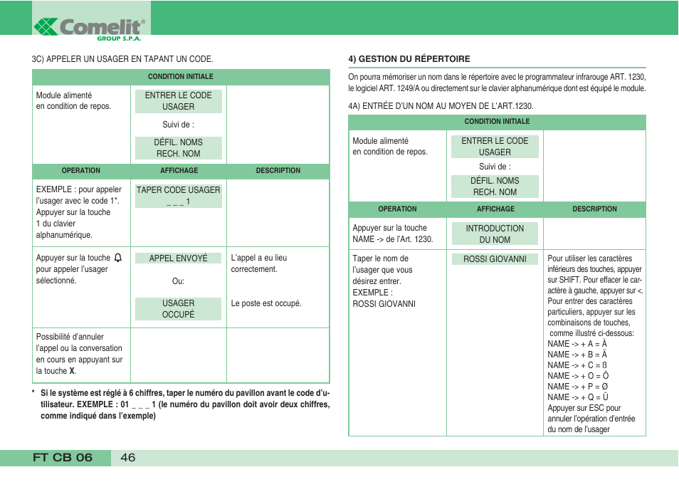 Comelit FT CB 06 User Manual | Page 48 / 72