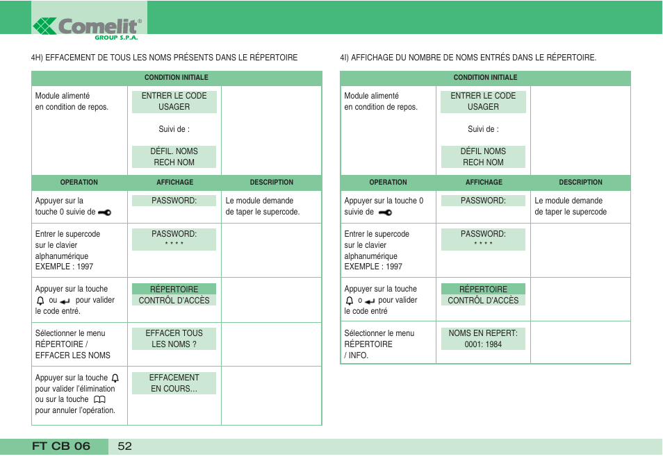 Comelit FT CB 06 User Manual | Page 54 / 72