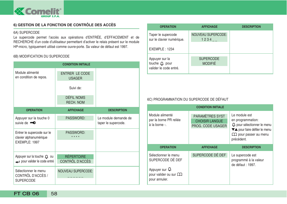 Comelit FT CB 06 User Manual | Page 60 / 72