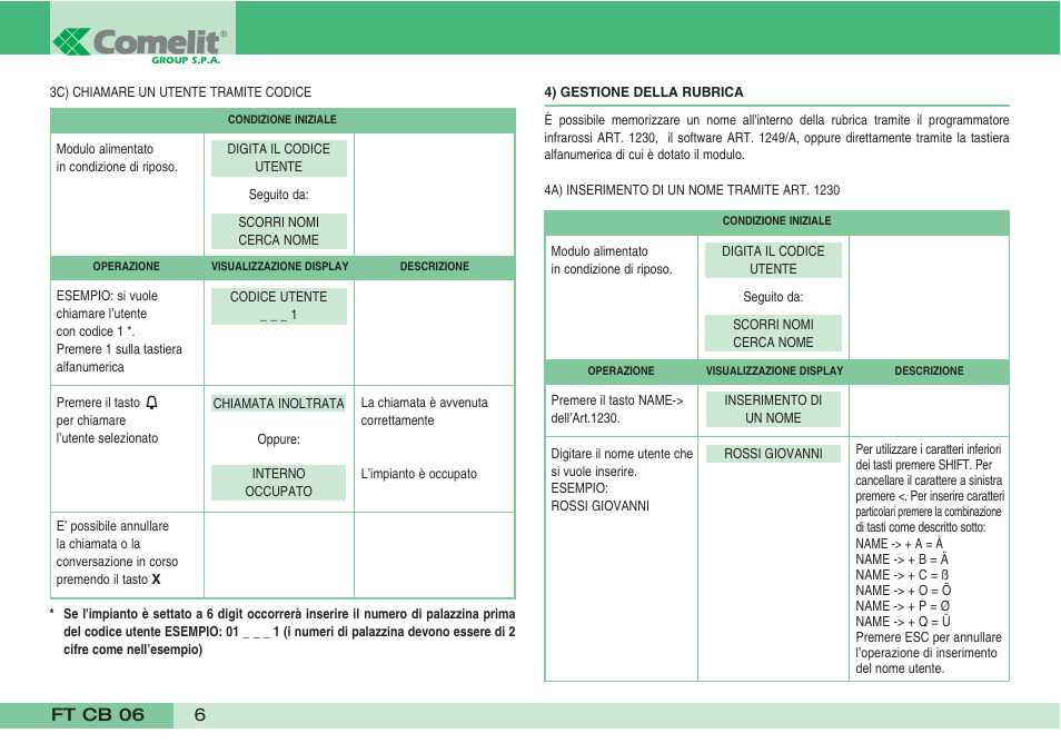 Comelit FT CB 06 User Manual | Page 8 / 72