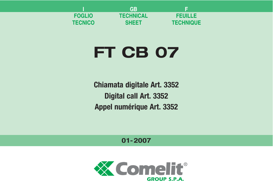 Comelit FT CB 07 User Manual | 44 pages