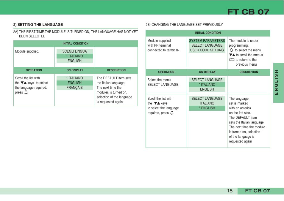 Ft cb 07 | Comelit FT CB 07 User Manual | Page 17 / 44