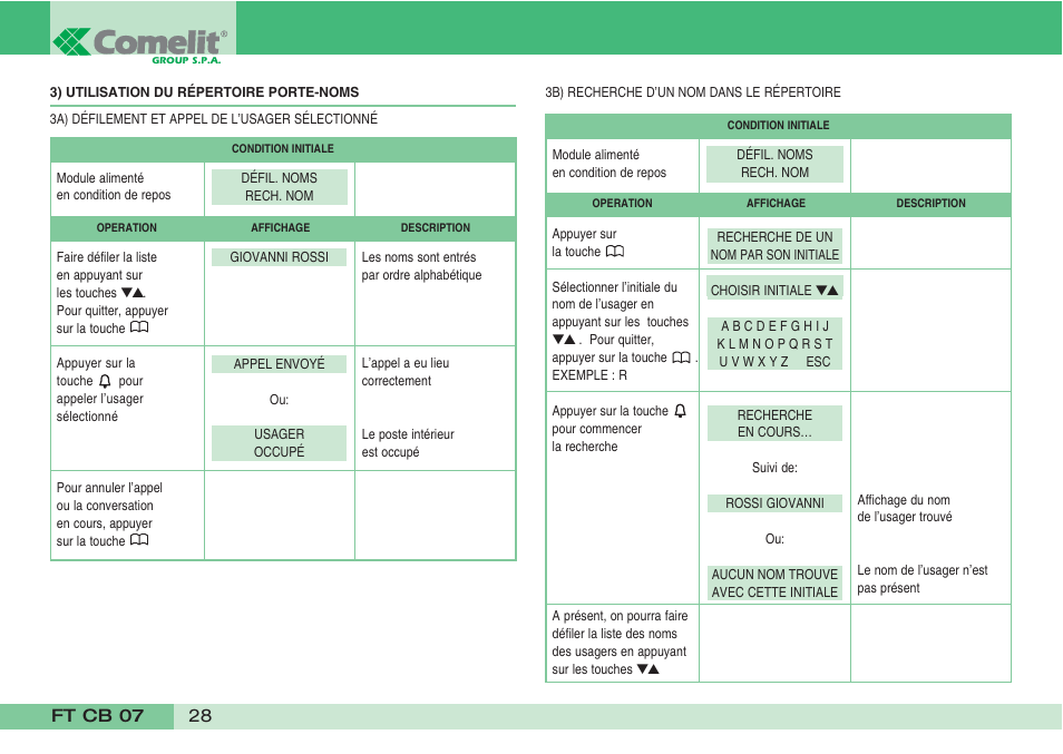 Comelit FT CB 07 User Manual | Page 30 / 44