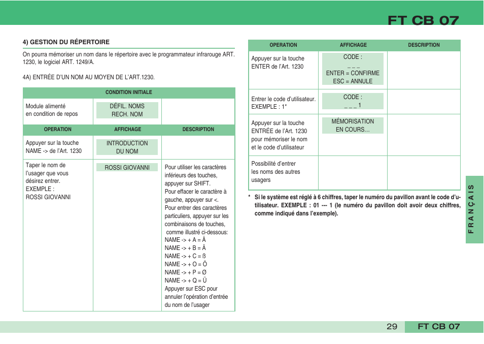 Ft cb 07 | Comelit FT CB 07 User Manual | Page 31 / 44