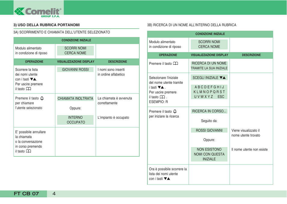 Comelit FT CB 07 User Manual | Page 6 / 44