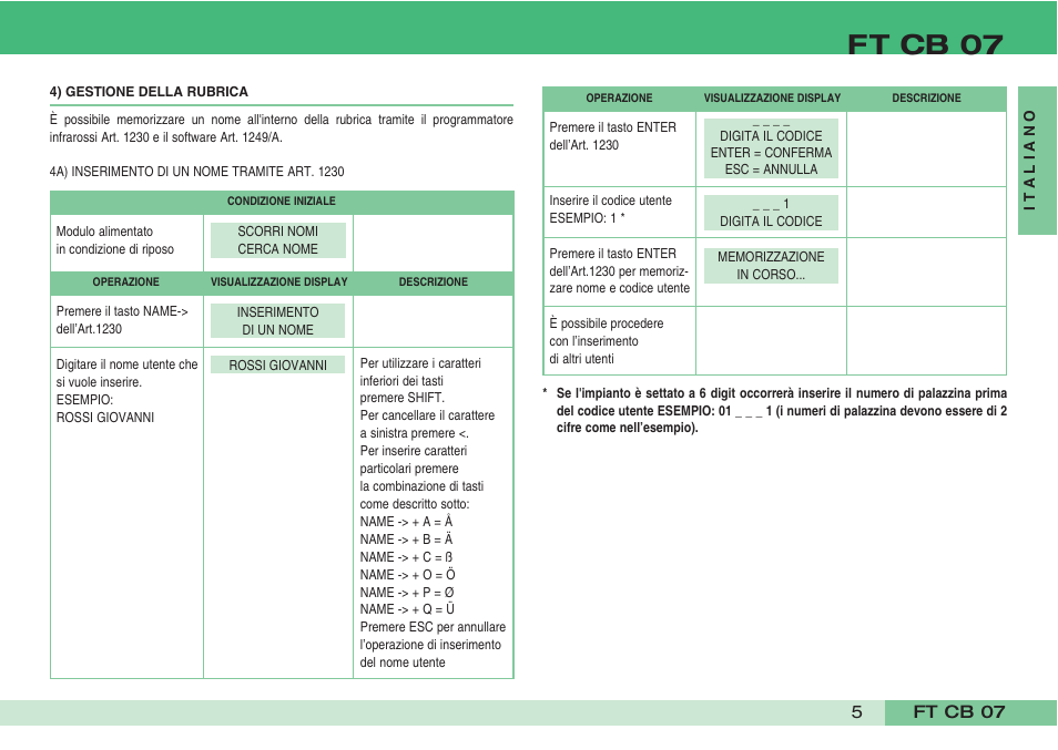 Ft cb 07 | Comelit FT CB 07 User Manual | Page 7 / 44