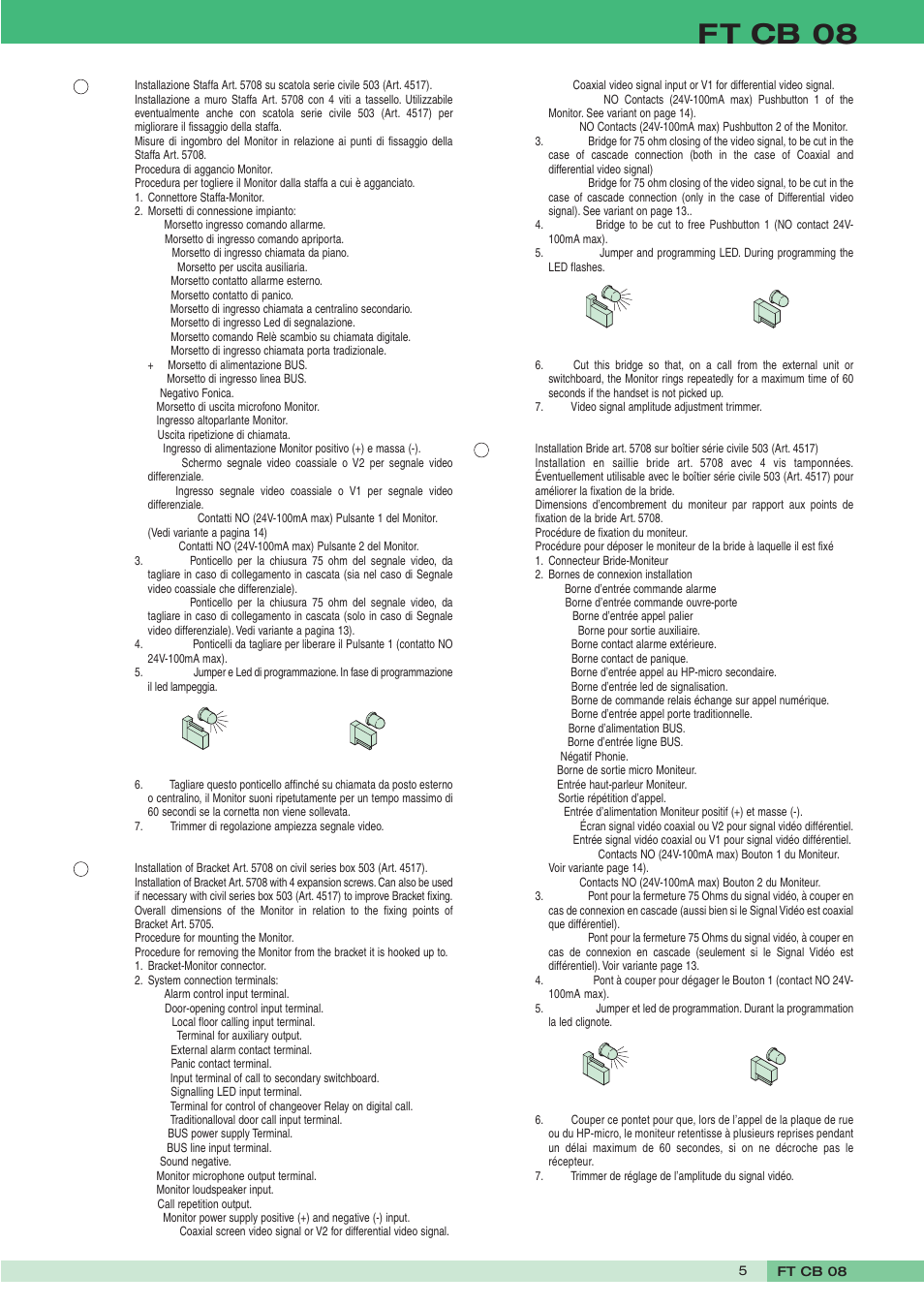 Ft cb 08 | Comelit FT CB 08 User Manual | Page 5 / 16