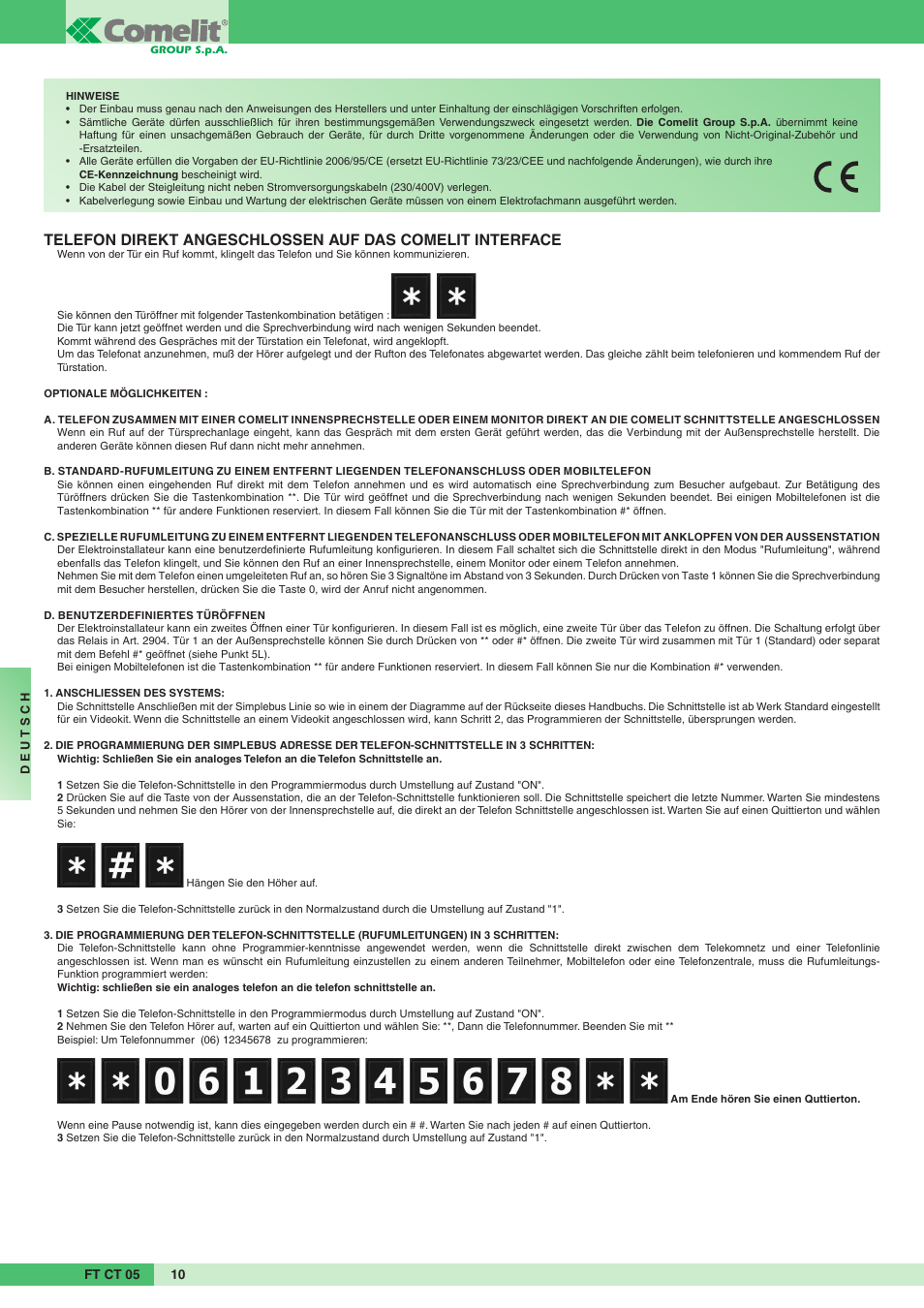 Comelit FT CT 05 User Manual | Page 10 / 20