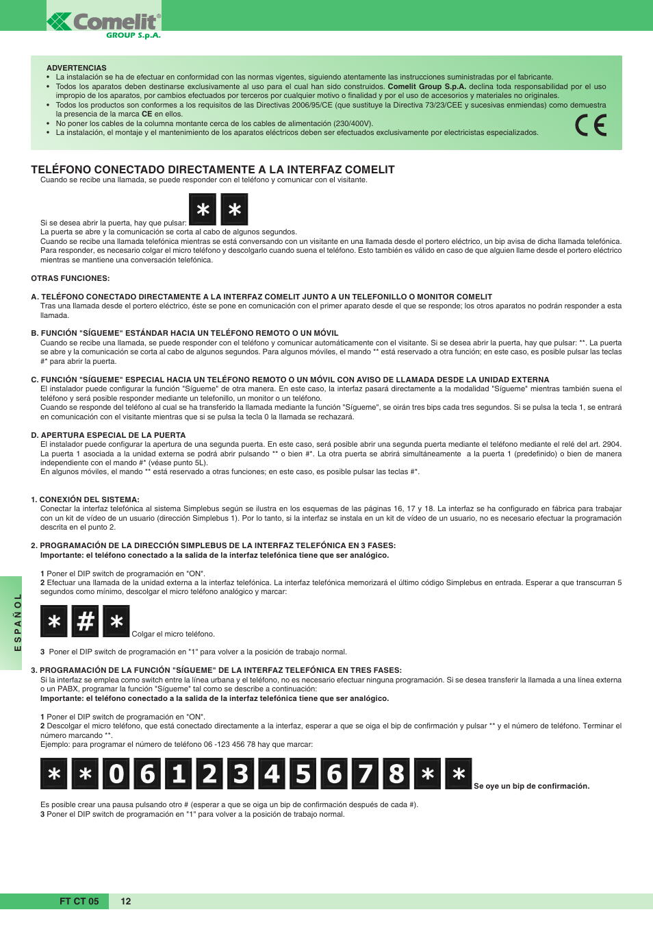 Comelit FT CT 05 User Manual | Page 12 / 20
