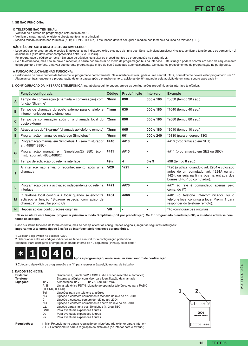 Ft ct 05 | Comelit FT CT 05 User Manual | Page 15 / 20
