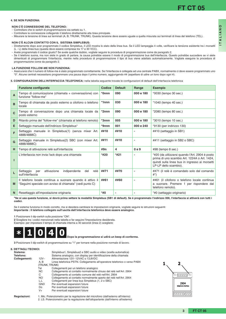 Ft ct 05 | Comelit FT CT 05 User Manual | Page 3 / 20