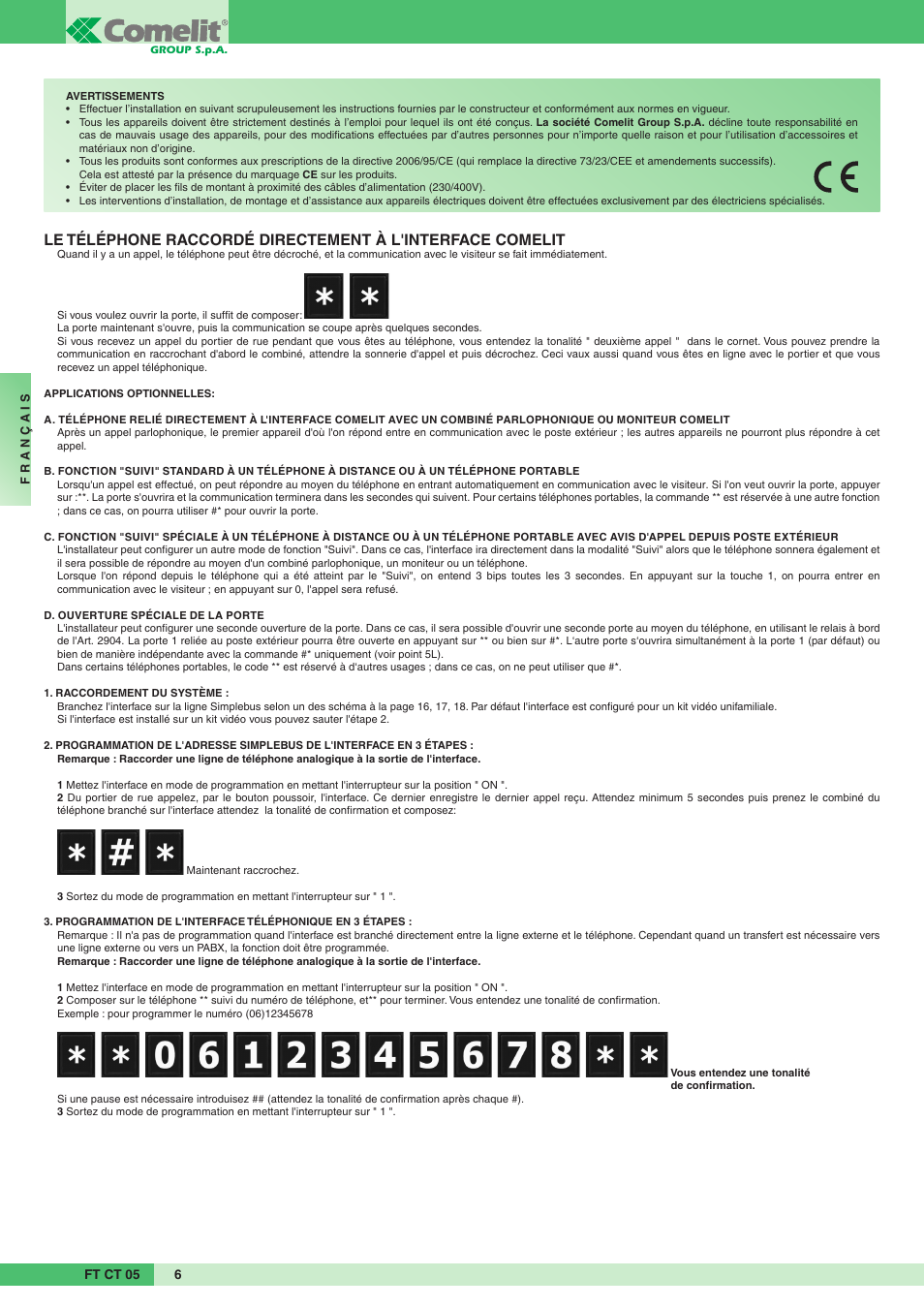 Comelit FT CT 05 User Manual | Page 6 / 20
