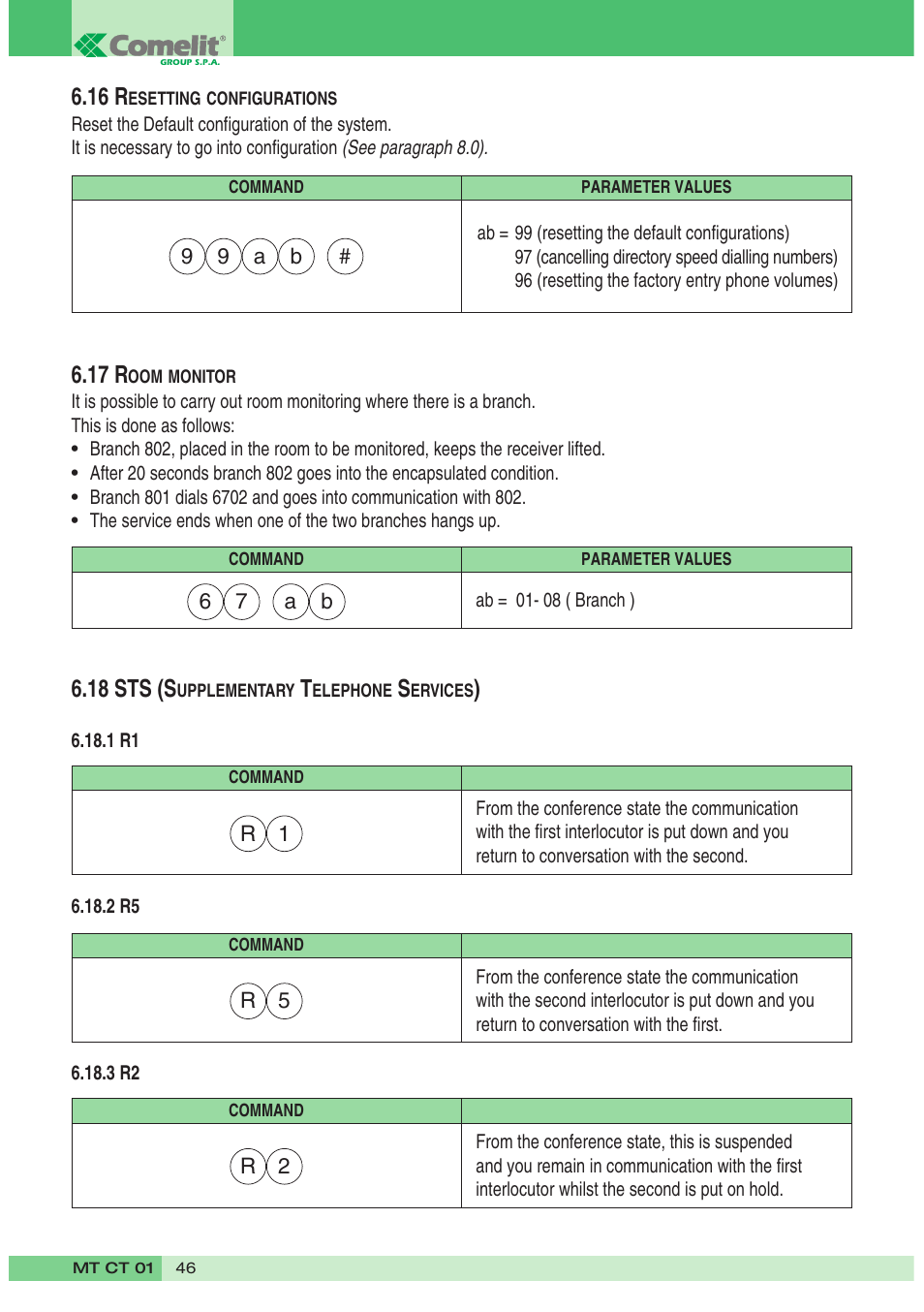 16 r, 17 r, 18 sts (s | Comelit MT CT 01 User Manual | Page 47 / 86