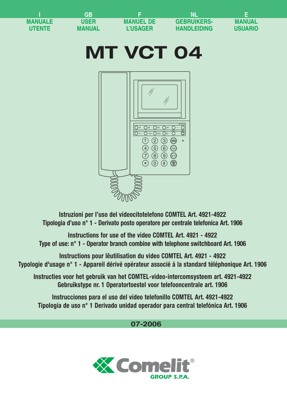 Comelit MT VCT 04 User Manual | 32 pages