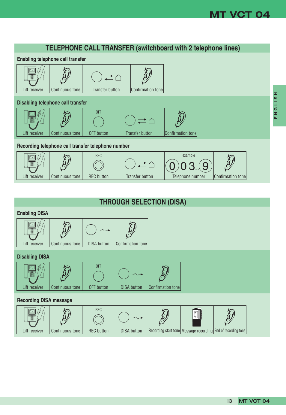 Mt vct 04, Through selection (disa) | Comelit MT VCT 04 User Manual | Page 13 / 32