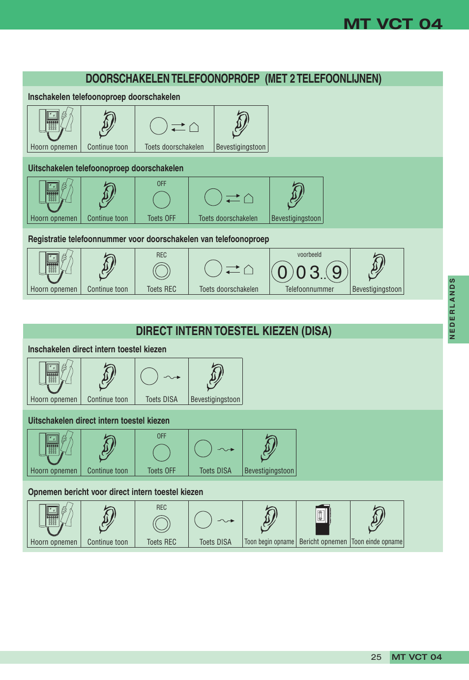 Mt vct 04, Direct intern toestel kiezen (disa) | Comelit MT VCT 04 User Manual | Page 25 / 32